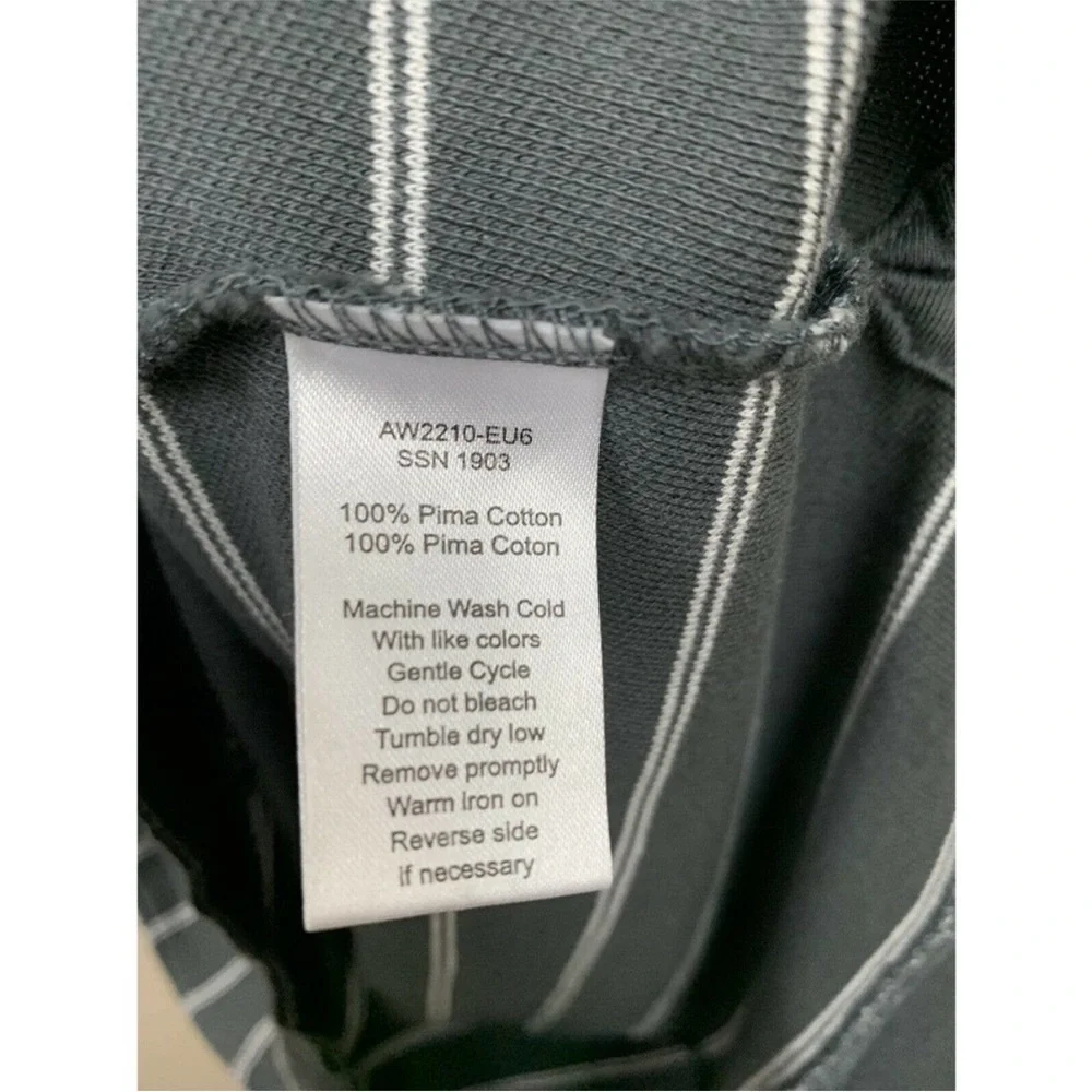 ATM Anthony Michael Melillo 100% Pima Cotton Striped Long Sleeve Shirt Dress L - Picture 9 of 11